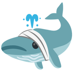 spouting whale and face with head-bandage