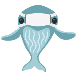spouting whale and face with medical mask