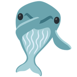 spouting whale and face with open eyes and hand over mouth