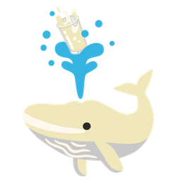 spouting whale and glass of milk