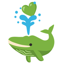 spouting whale and green heart