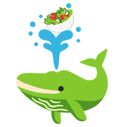 spouting whale and green salad