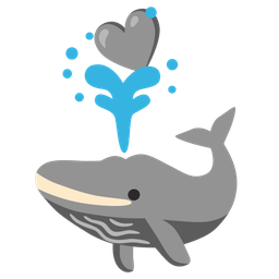 spouting whale and grey heart