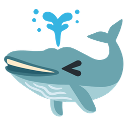 Spouting whale and Grinning squinting face