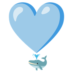 spouting whale and heart exclamation
