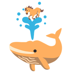 spouting whale and horse