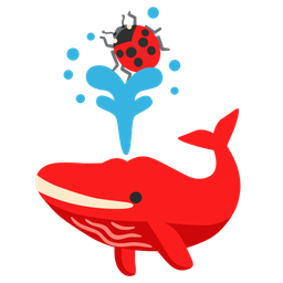 spouting whale and lady beetle