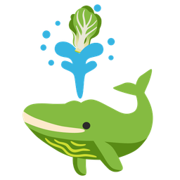spouting whale and leafy green