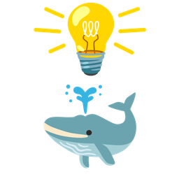 spouting whale and light bulb