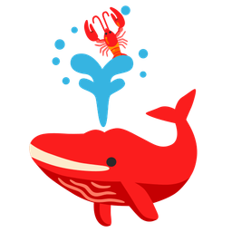 spouting whale and lobster