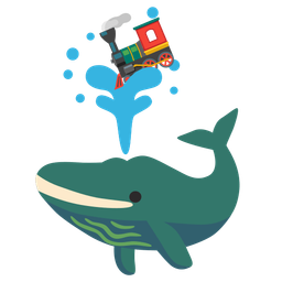 spouting whale and locomotive