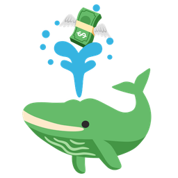 spouting whale and money with wings