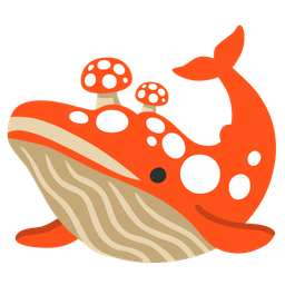 spouting whale and mushroom