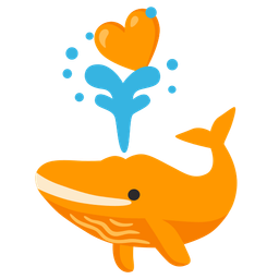 spouting whale and orange heart