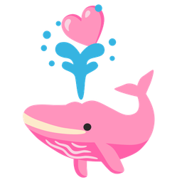spouting whale and pink heart