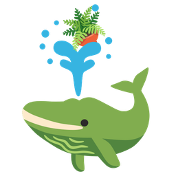 spouting whale and potted plant