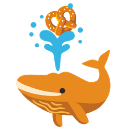 spouting whale and pretzel