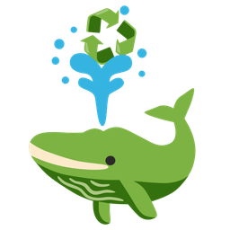 spouting whale and recycling symbol