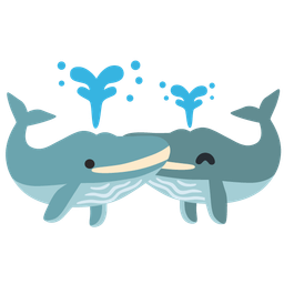 spouting whale and revolving hearts