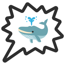 spouting whale and right anger bubble