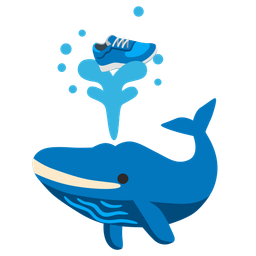 spouting whale and running shoe
