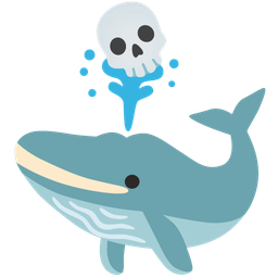 spouting whale and skull