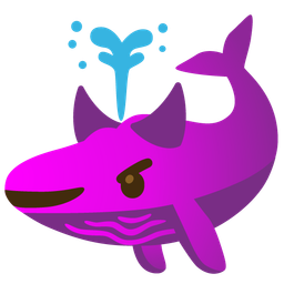 spouting whale and smiling face with horns