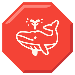 spouting whale and stop sign