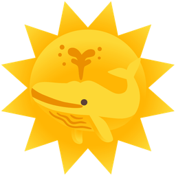 spouting whale and sun with face