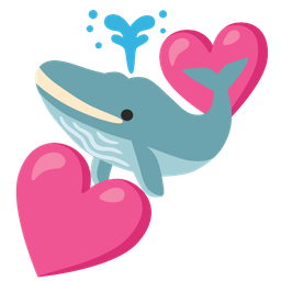 spouting whale and two hearts