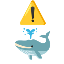 spouting whale and warning
