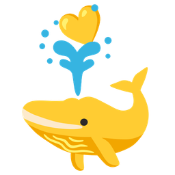 spouting whale and yellow heart