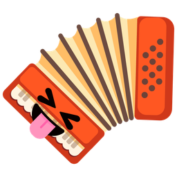 squinting face with tongue and accordion