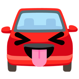 squinting face with tongue and automobile