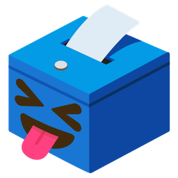 squinting face with tongue and ballot box with ballot