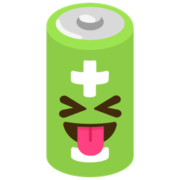 squinting face with tongue and battery