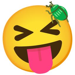 squinting face with tongue and beetle