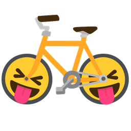 squinting face with tongue and bicycle
