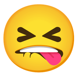 squinting face with tongue and biting lip