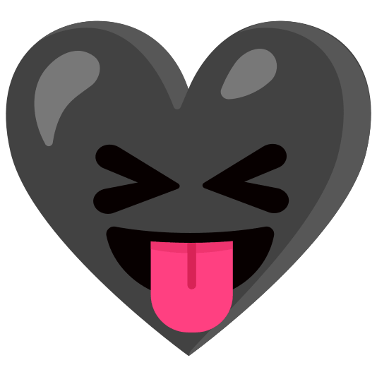Squinting face with tongue and Black heart