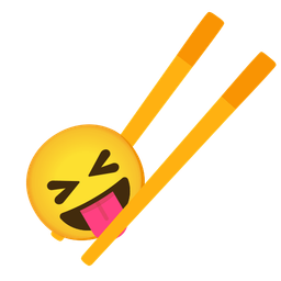 squinting face with tongue and chopsticks