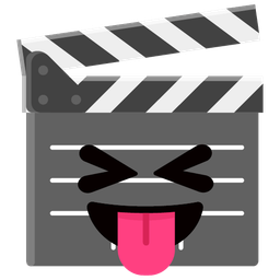 squinting face with tongue and clapper board