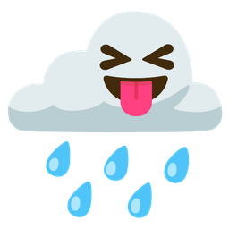squinting face with tongue and cloud with rain