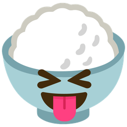 squinting face with tongue and cooked rice