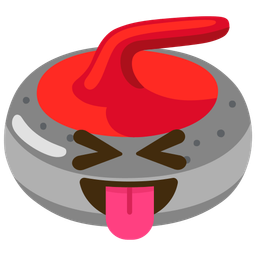 squinting face with tongue and curling stone