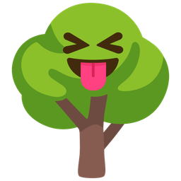 squinting face with tongue and deciduous tree
