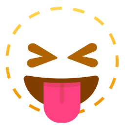 squinting face with tongue and dotted line face