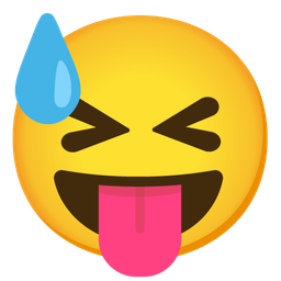 squinting face with tongue and downcast face with sweat