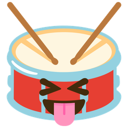 squinting face with tongue and drum