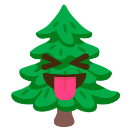 squinting face with tongue and evergreen tree
